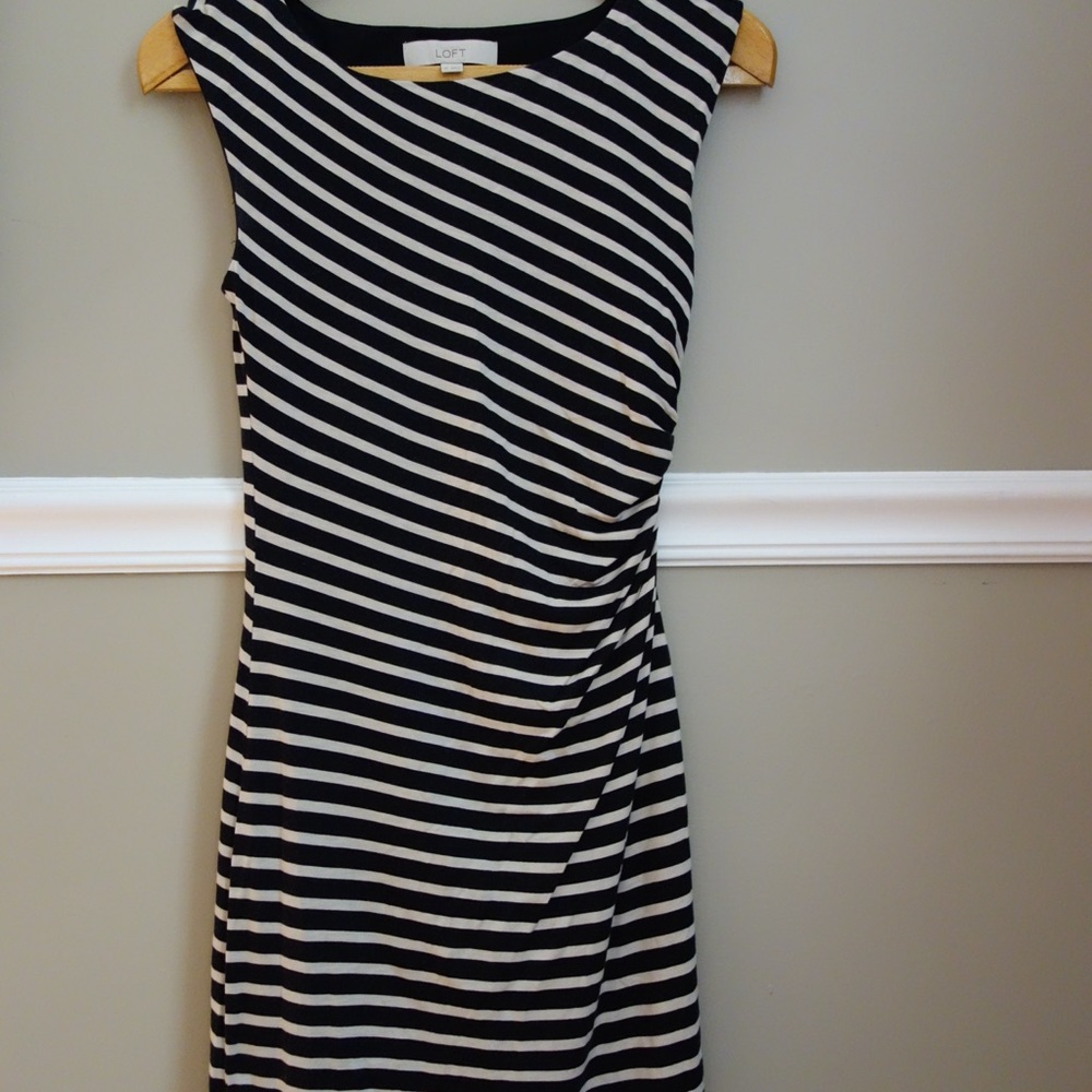 Loft Side Shirred Dress, Size XS